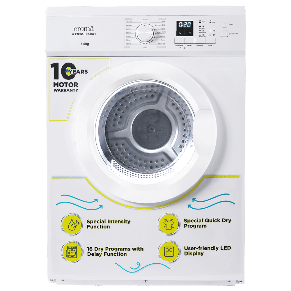 Buy Croma 7 kg Fully Automatic Front Load Dryer (Fixed Frequency Motor